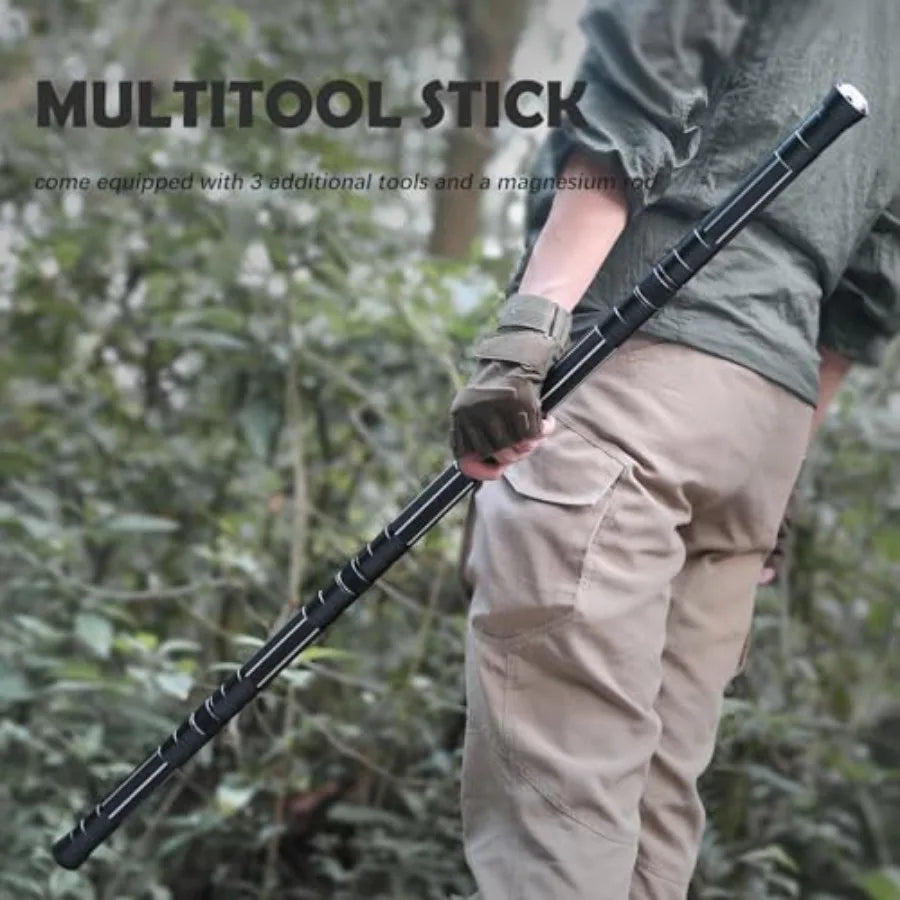 Hiking Tactical Walking Staff Trekking Poles Outdoor Multitool Camping Gear