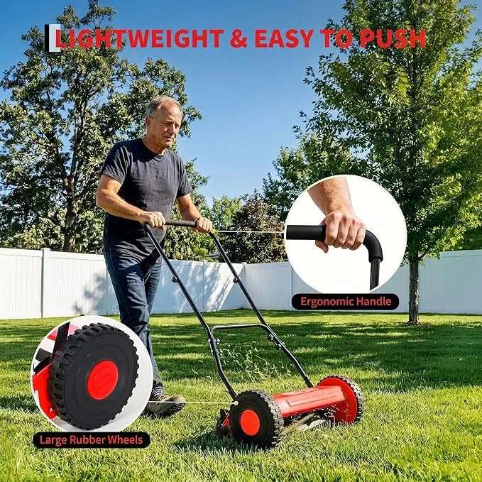 Manual Push Lawn Mower For Yards Portable Walk Behind