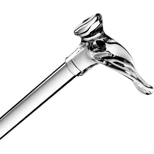 Clear Lucite Walking Stick With Palm Grip For Right Handed