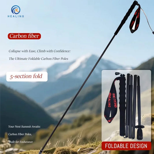 OKHEALING Foldable Carbon Fiber Trekking Poles With Foam Grip