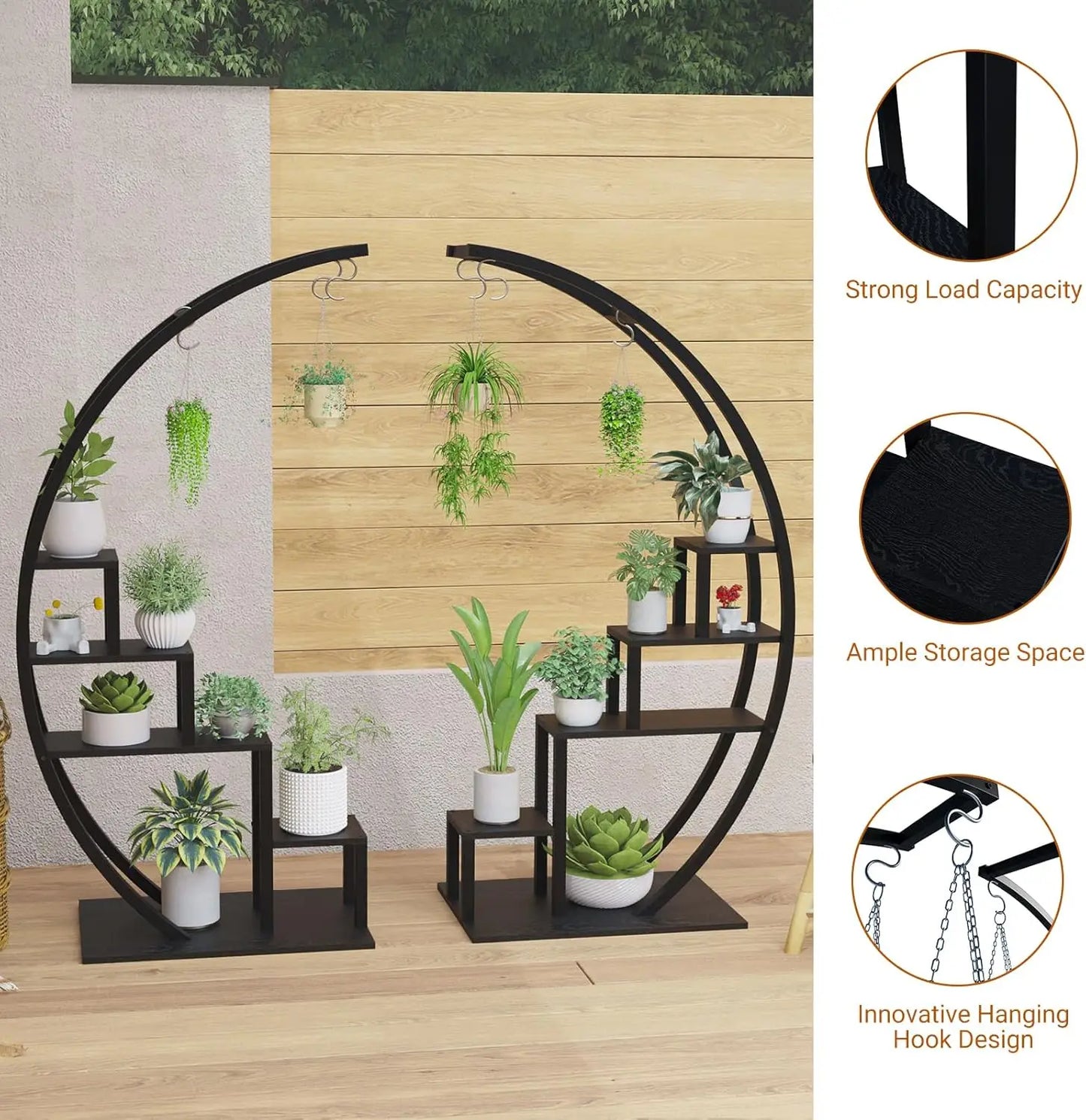 TWISTER.CK 5 Tier Metal Plant Stand Half Moon Indoor Garden