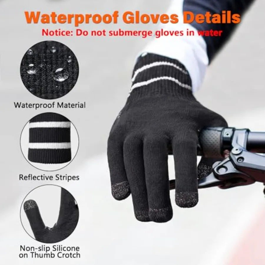 Waterproof Non Slip Touchscreen Knit Gloves For Fishing Hiking Hunting