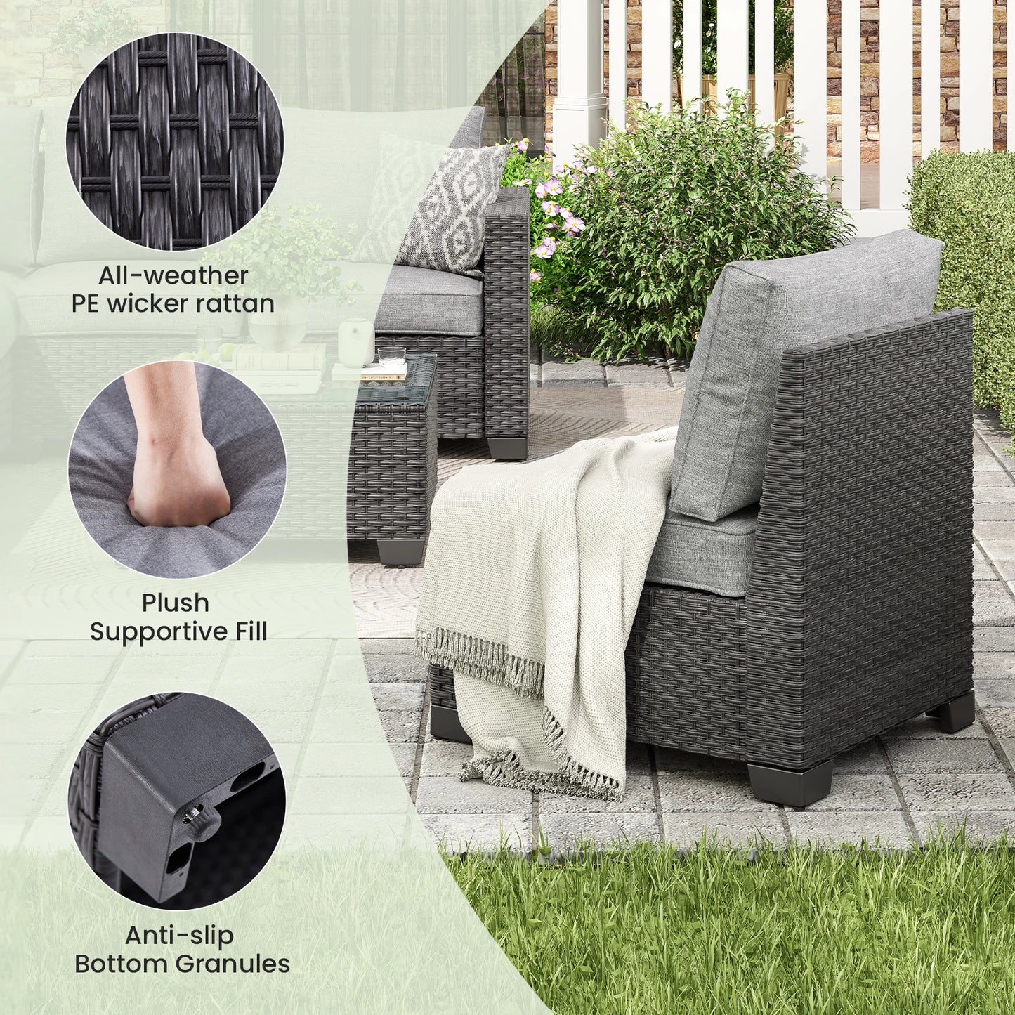 Farini Patio Sectional Sofa Set Outdoor Furniture Weatherproof