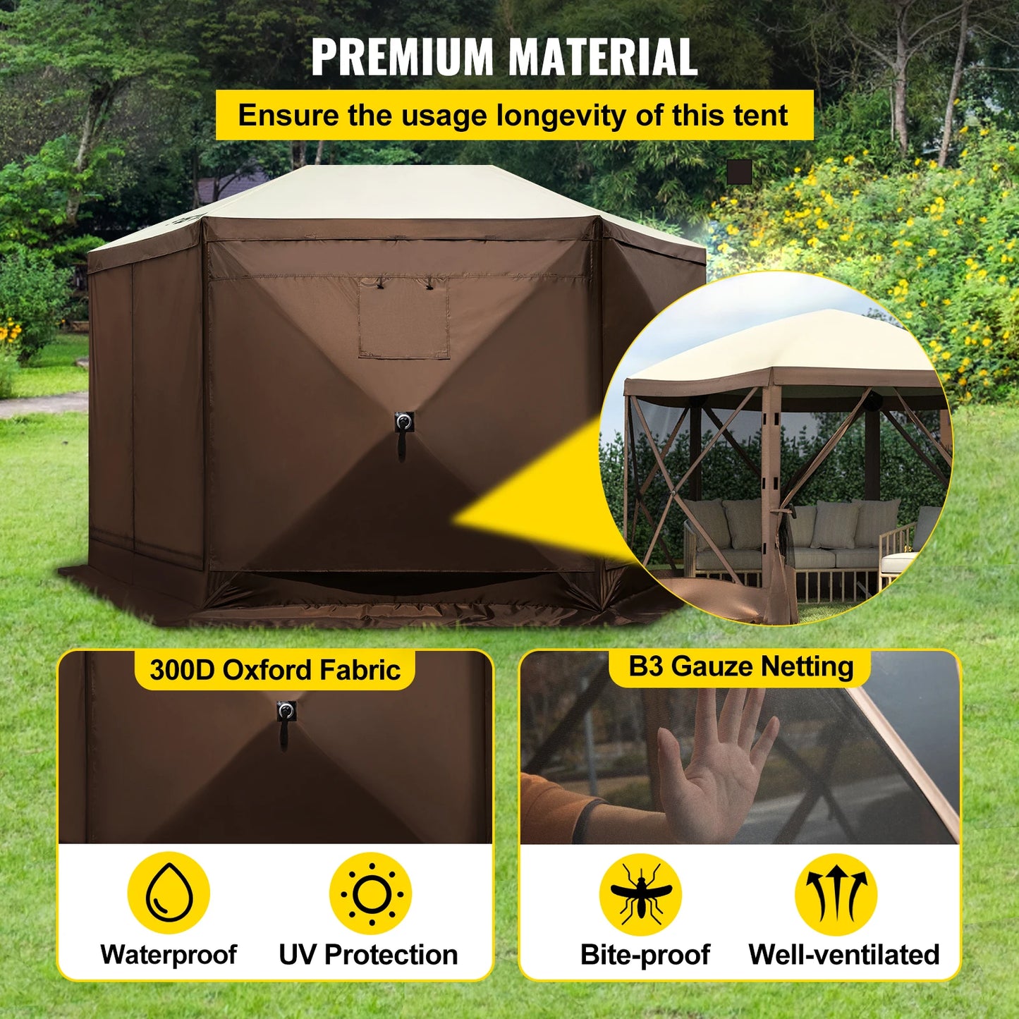 SucceBuy Pop Up Camping Gazebo Shelter For Outdoor Shade And Privacy