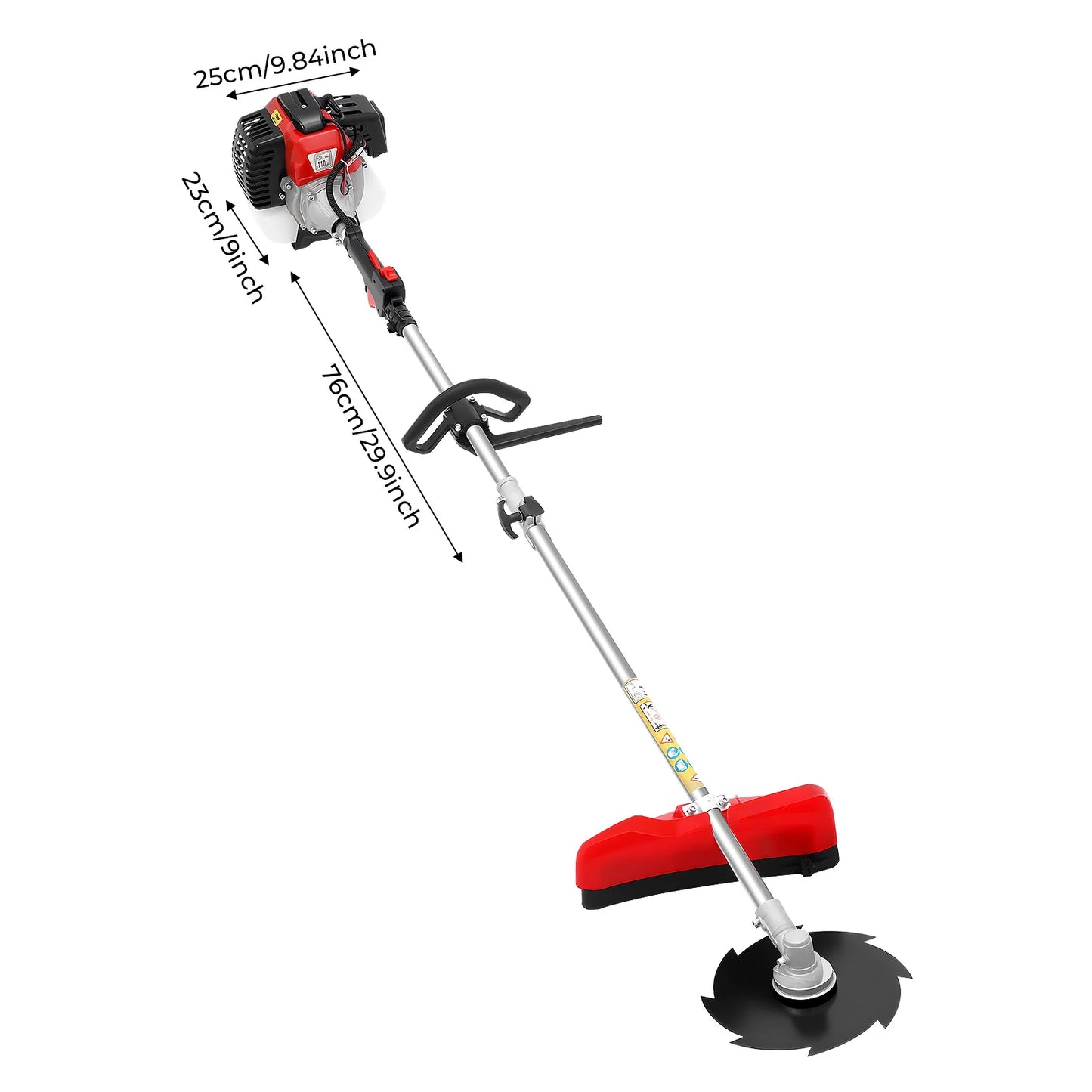 TOOL1SHOoo Gas Lawn Mower 52cc 2 Stroke With 7 Heads