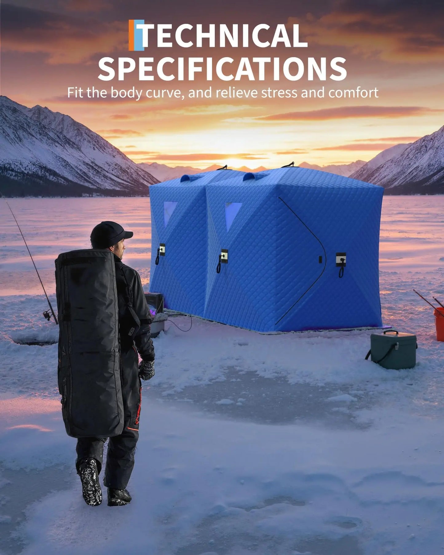 Pop Up Ice Fishing Tent Hub Style Shelter Resistant Warmth