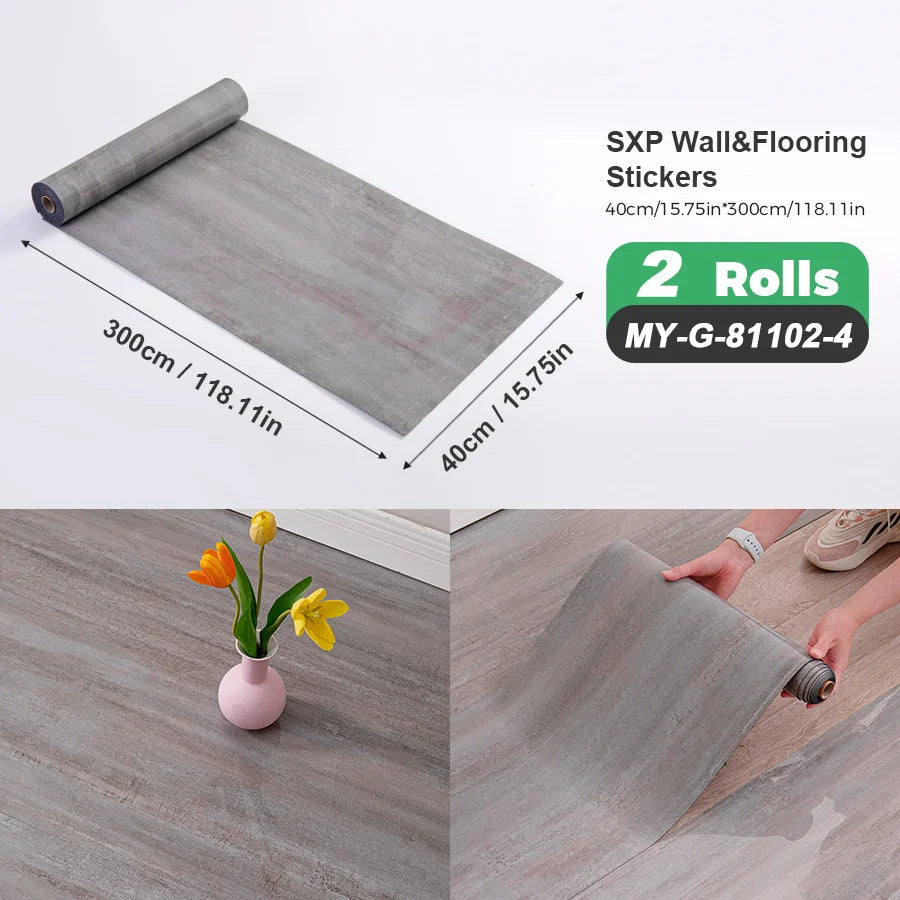 Self Adhesive Wall And Floor Sticker Wood Grain Marble Design 2 Rolls