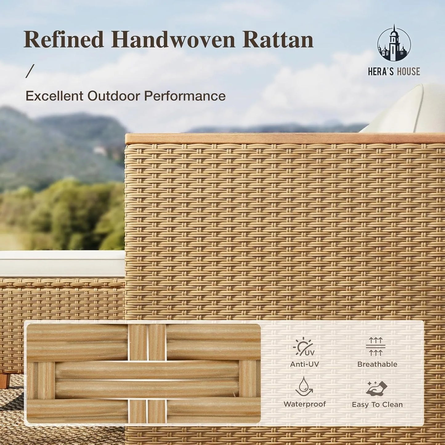 XIUWO 3 Piece Outdoor Wicker Patio Furniture Set With Table