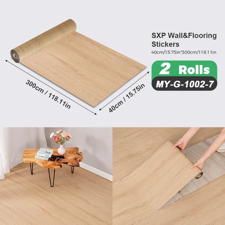 Self Adhesive Wall And Floor Sticker Wood Grain Marble Design 2 Rolls