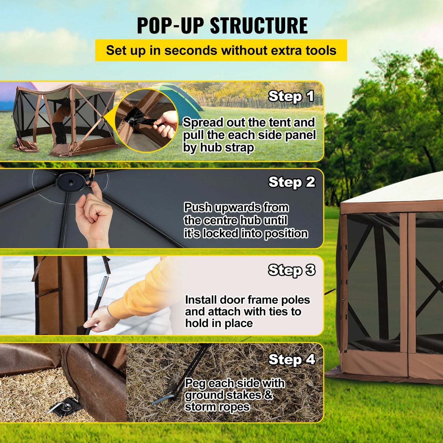 SucceBuy Pop Up Camping Gazebo Shelter For Outdoor Shade And Privacy