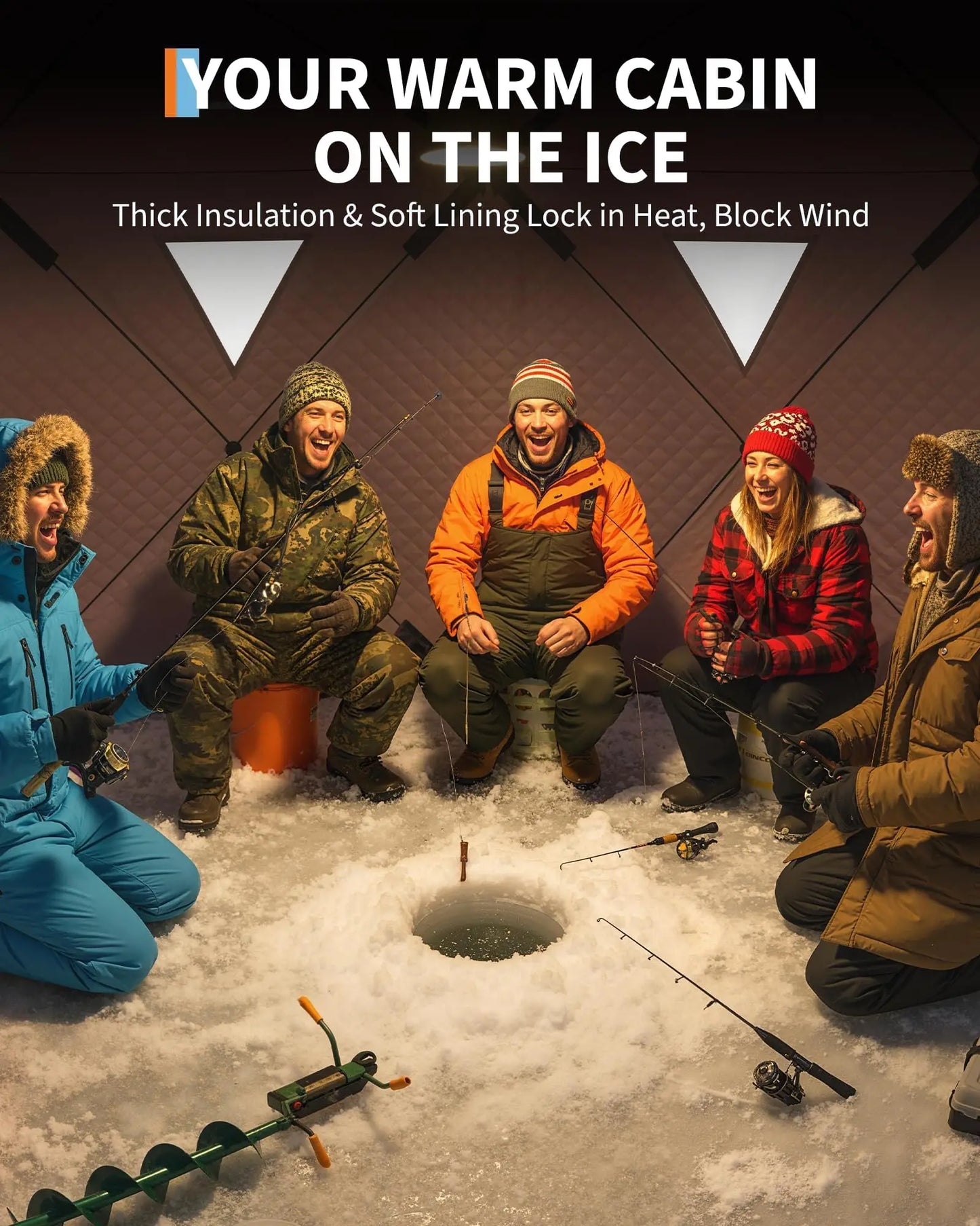 Pop Up Ice Fishing Tent Hub Style Shelter Resistant Warmth