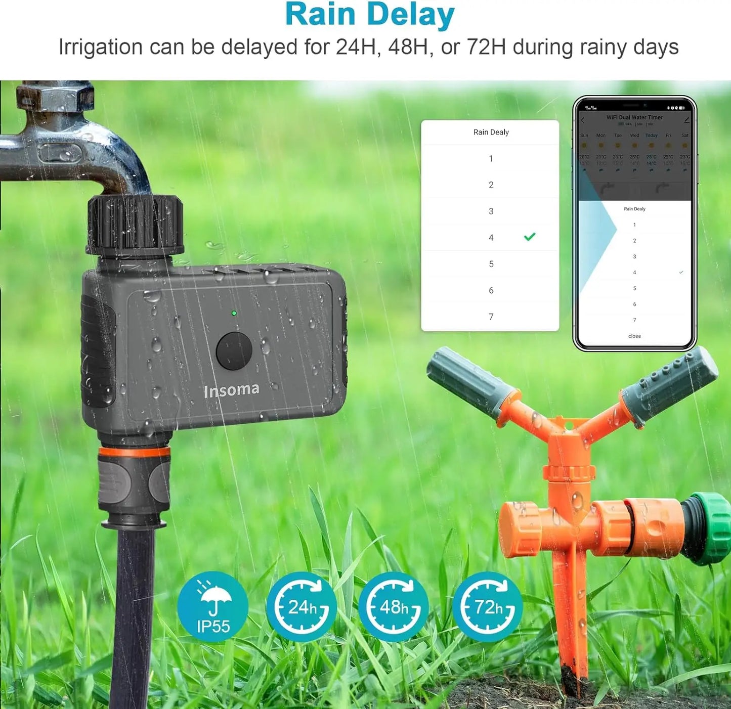 Insoma WiFi Remote Sprinkler Timer For Smart Garden Irrigation Alexa