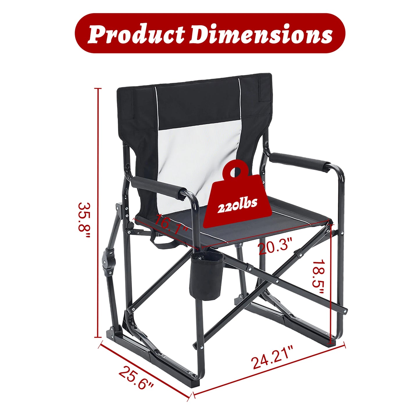 JHK Outdoor Folding Camping Chair Mesh Back Waterproof Armrests
