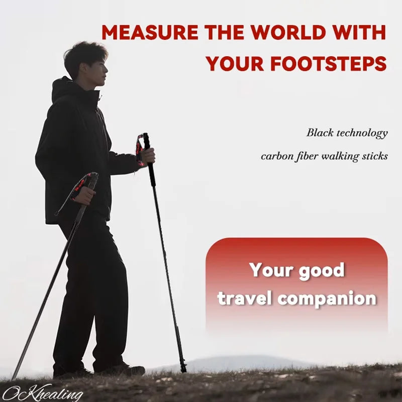 OKHEALING Foldable Carbon Fiber Trekking Poles With Foam Grip