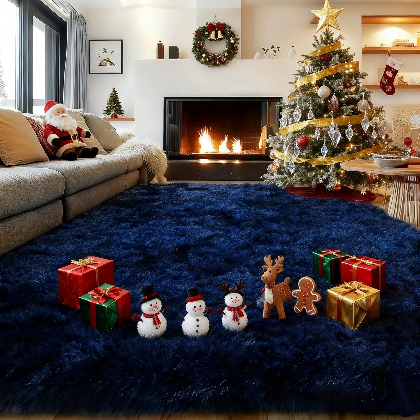 Wool Plush Shag Rug Non Slip Furry Carpet Living Room