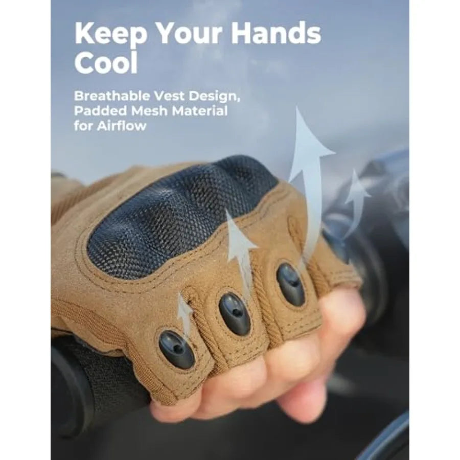 Fingerless Tactical Gloves For Men Outdoor Work Motorcycle Cycling Hiking