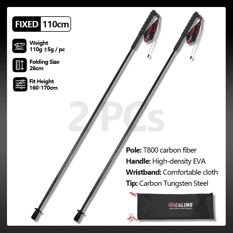 OKHEALING Ultralight Carbon Fiber Trekking Poles Foldable Hiking Poles