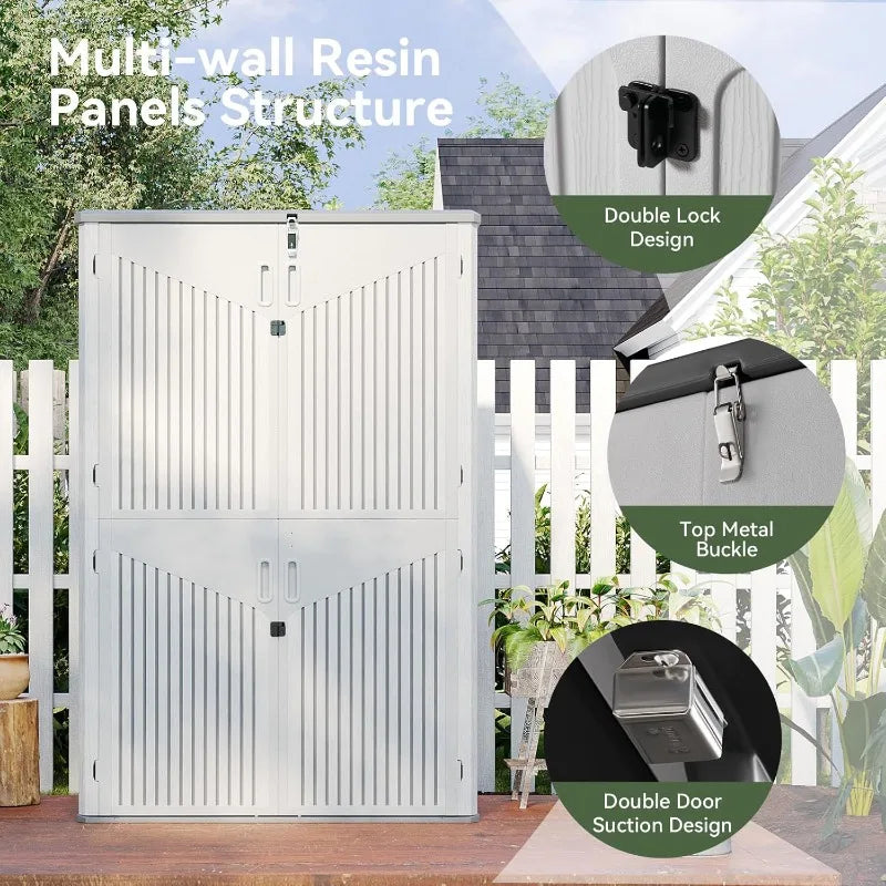 Outdoor Storage Shed With Floor Waterproof Cabinet