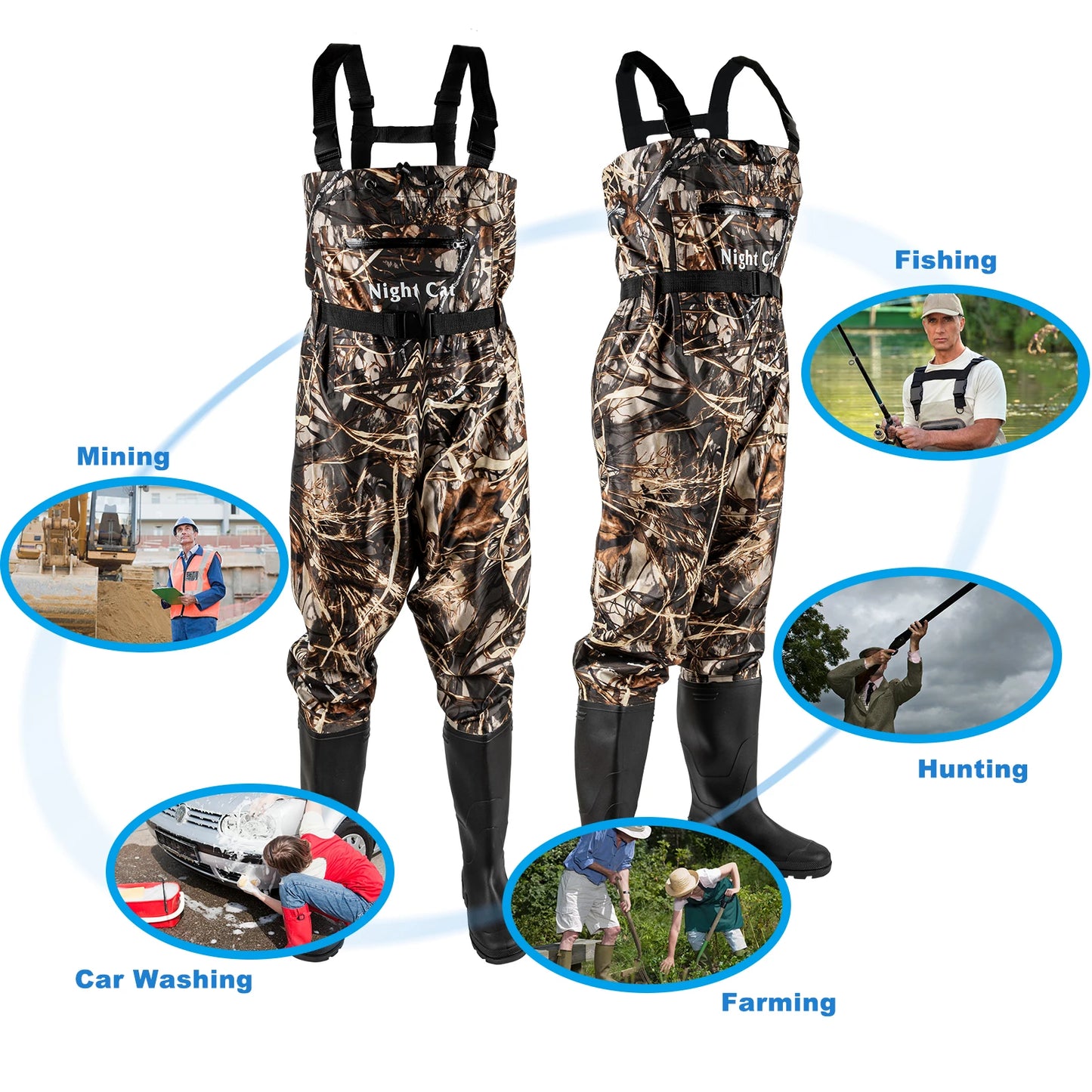 Waterproof Nylon Chest Waders With Boots For Fishing And Hunting