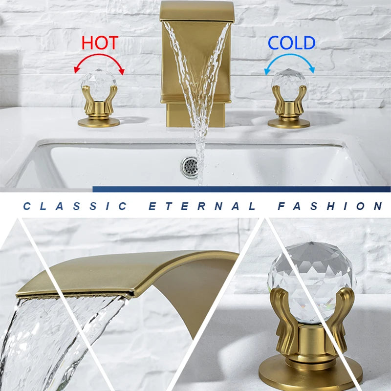 Wanmivezlo Brass Deck Mount Widespread Basin Faucet Dual Handle