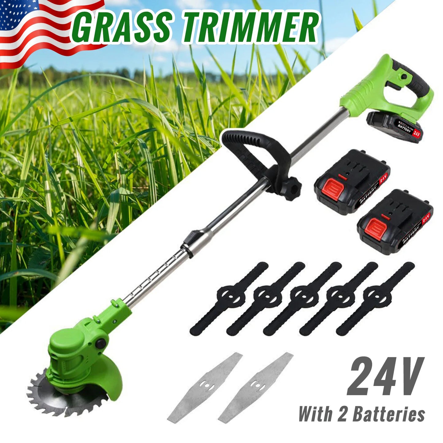 Electric 2in1 Cordless Weed Trimmer Brushless With Charger For Yard