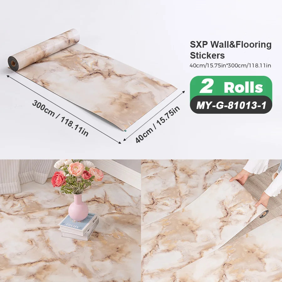Self Adhesive Wall And Floor Sticker Wood Grain Marble Design 2 Rolls