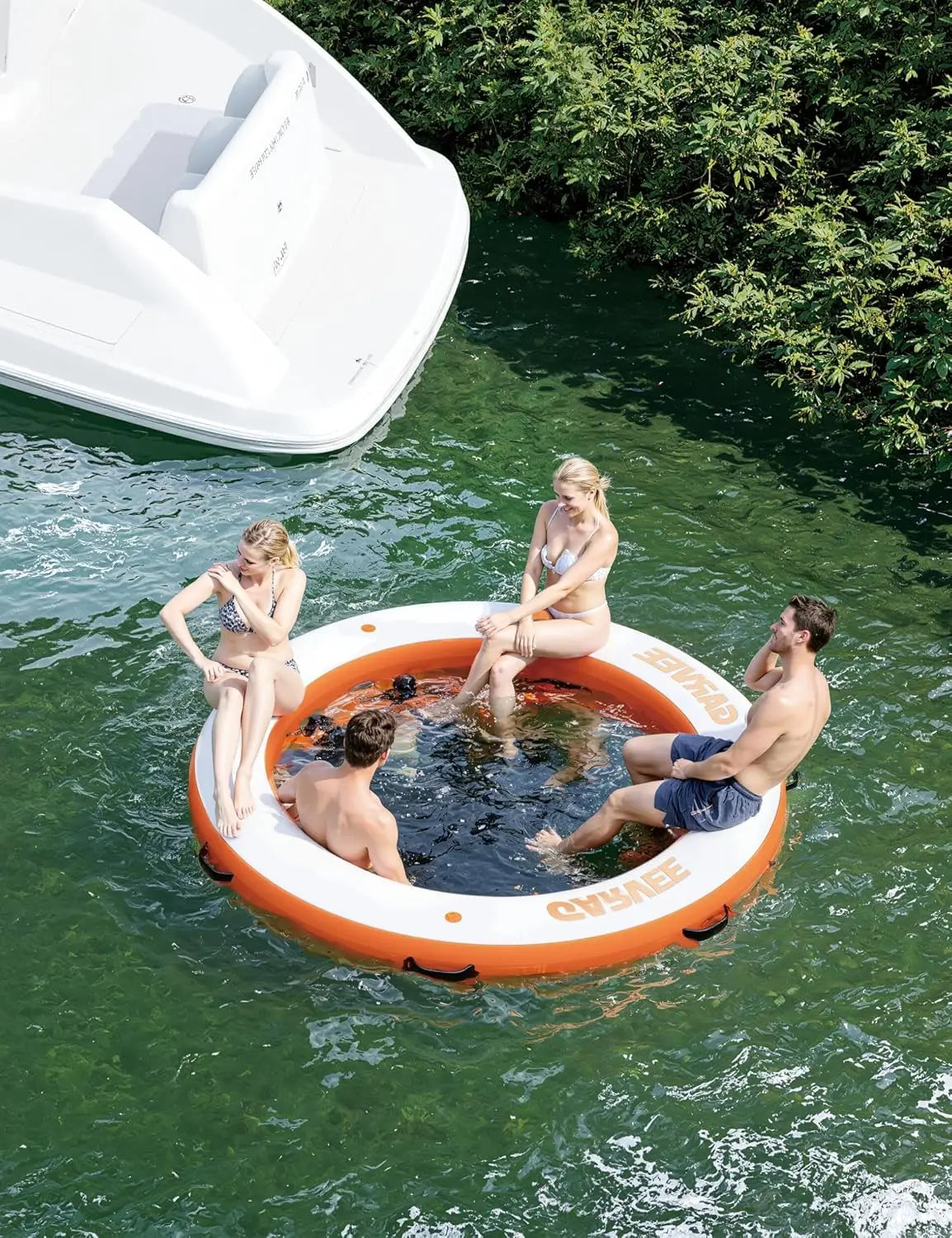 Round Inflatable Floating Platform For Lake And Pool Recreation