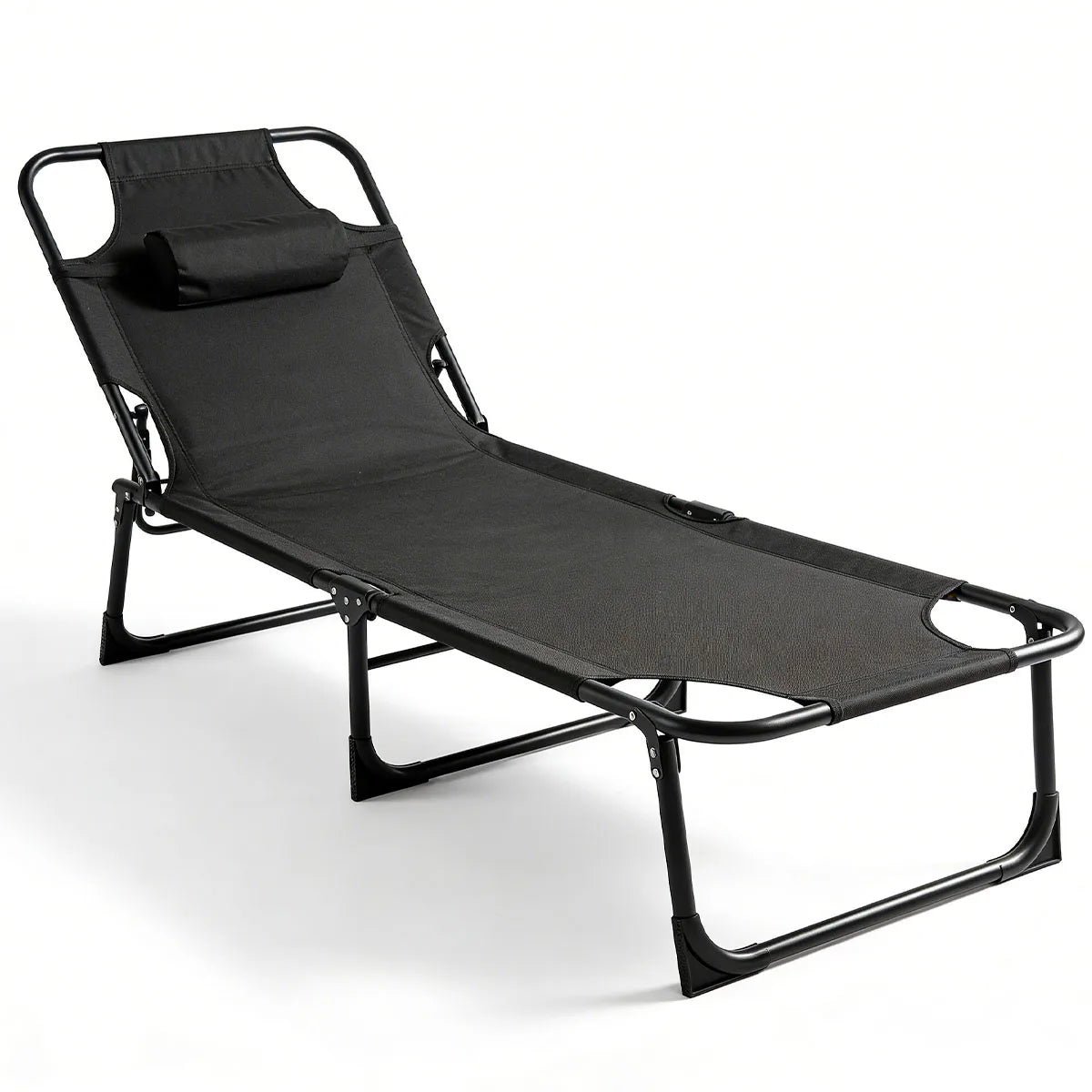 Adjustable Three-Position Folding Camping Lounge Chair With Removable Cushion