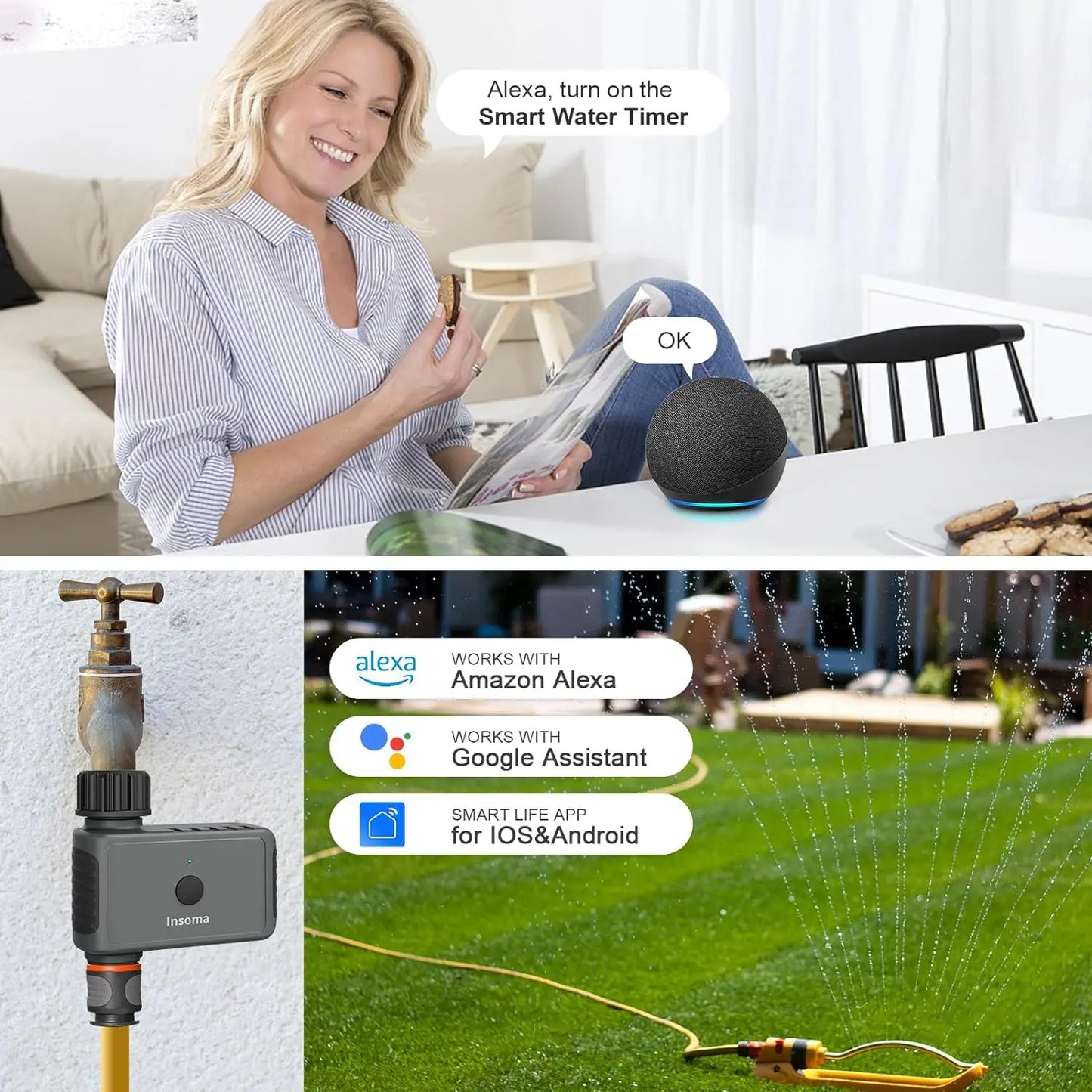 Insoma WiFi Remote Sprinkler Timer For Smart Garden Irrigation Alexa