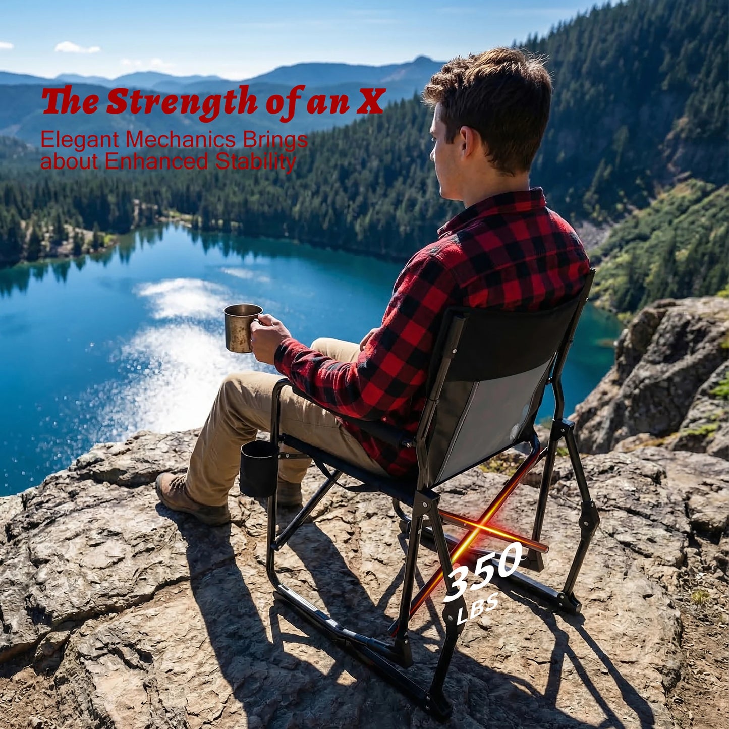 JHK Outdoor Folding Camping Chair Mesh Back Waterproof Armrests