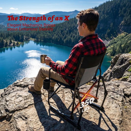 JHK Outdoor Folding Camping Chair Mesh Back Waterproof Armrests