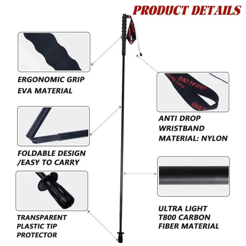 OKHEALING Foldable Carbon Fiber Trekking Poles With Foam Grip