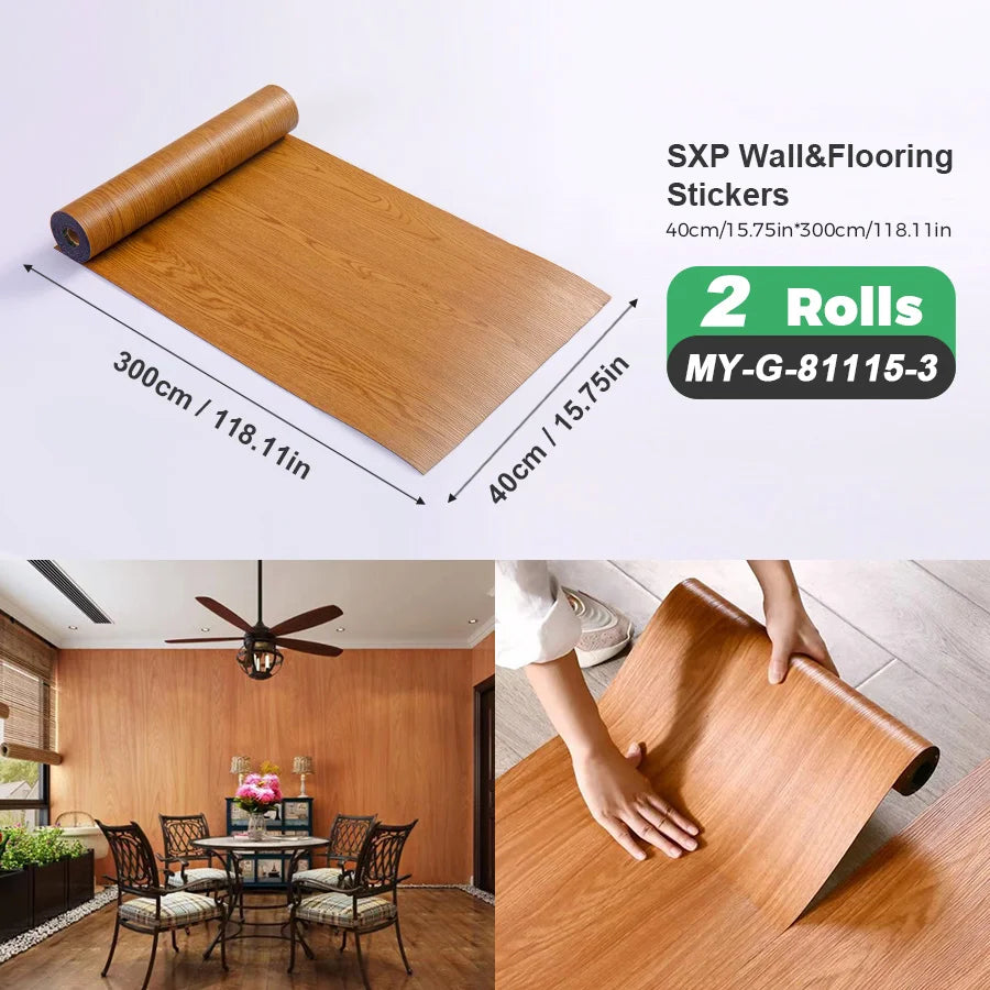 Self Adhesive Wall And Floor Sticker Wood Grain Marble Design 2 Rolls