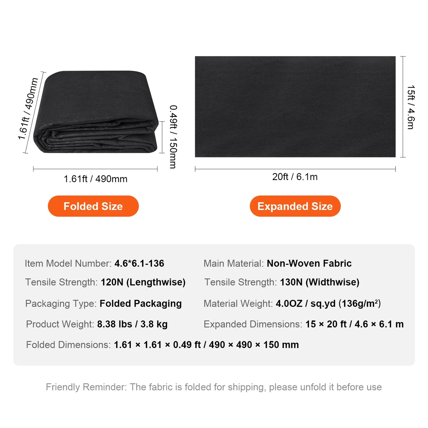 SucceBuy Non Woven Geotextile Landscape Fabric Weed Barrier