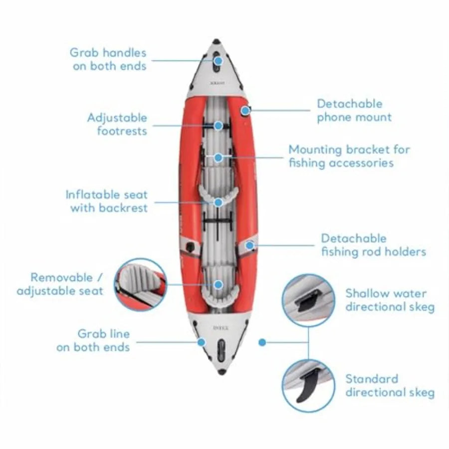 Excursion Pro K2 Inflatable Kayak Set Featuring Adjustable PVC Seats