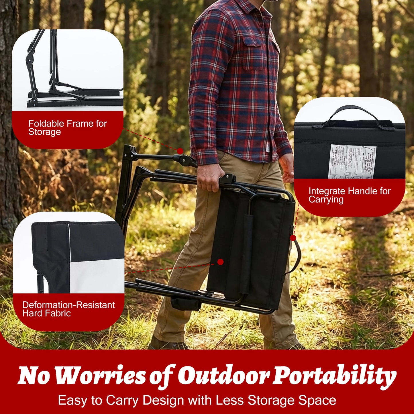JHK Outdoor Folding Camping Chair Mesh Back Waterproof Armrests