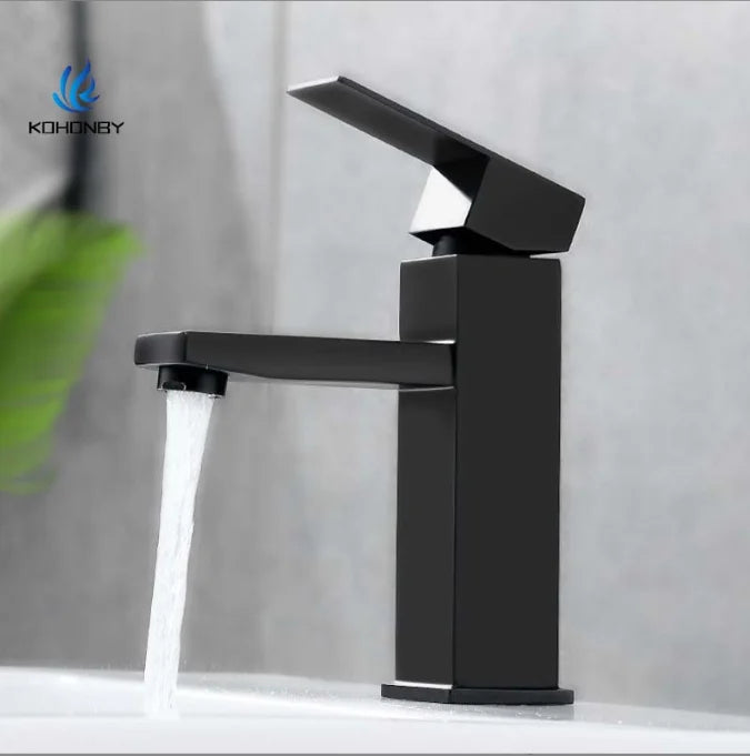 304 Stainless Square Bathroom Faucet Hot and Cold Water