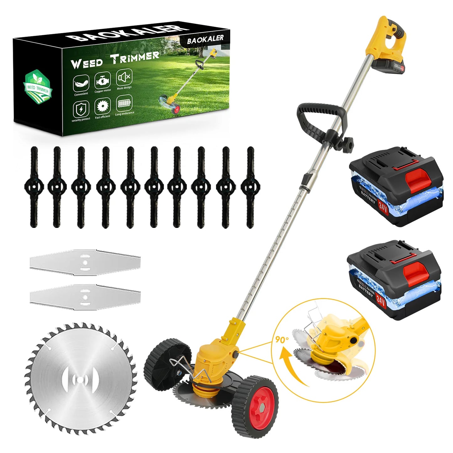 3 In 1 Cordless Grass Trimmer With Wheels Edger Mower