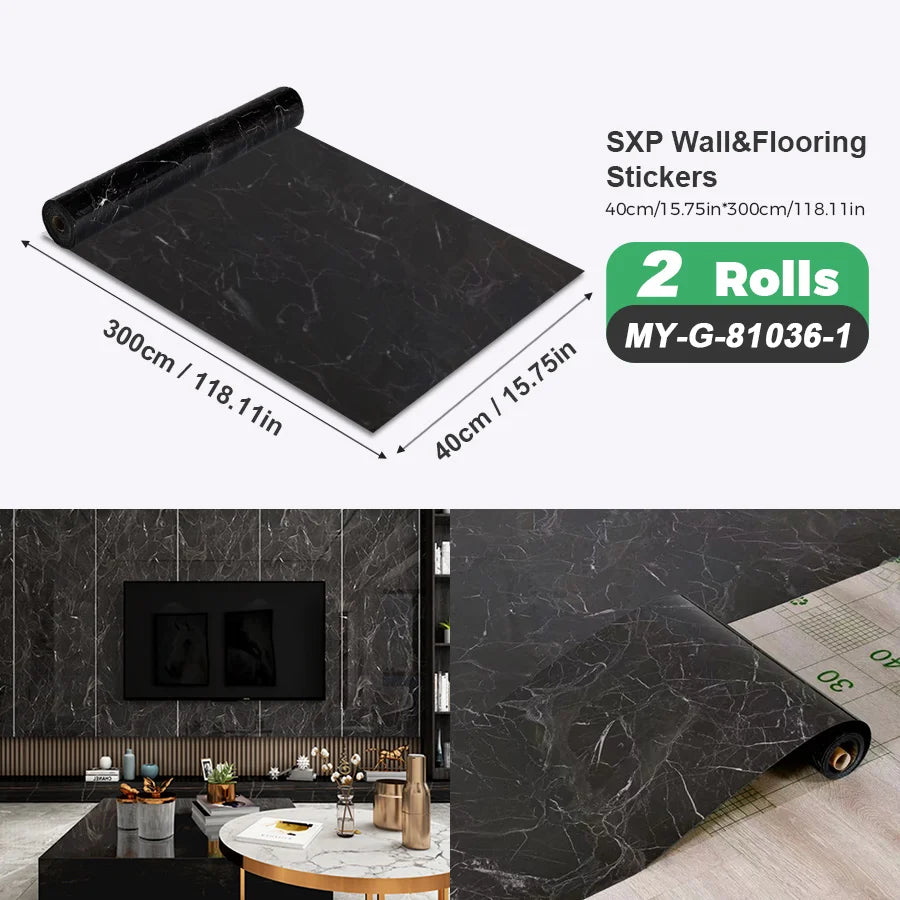 Self Adhesive Wall And Floor Sticker Wood Grain Marble Design 2 Rolls