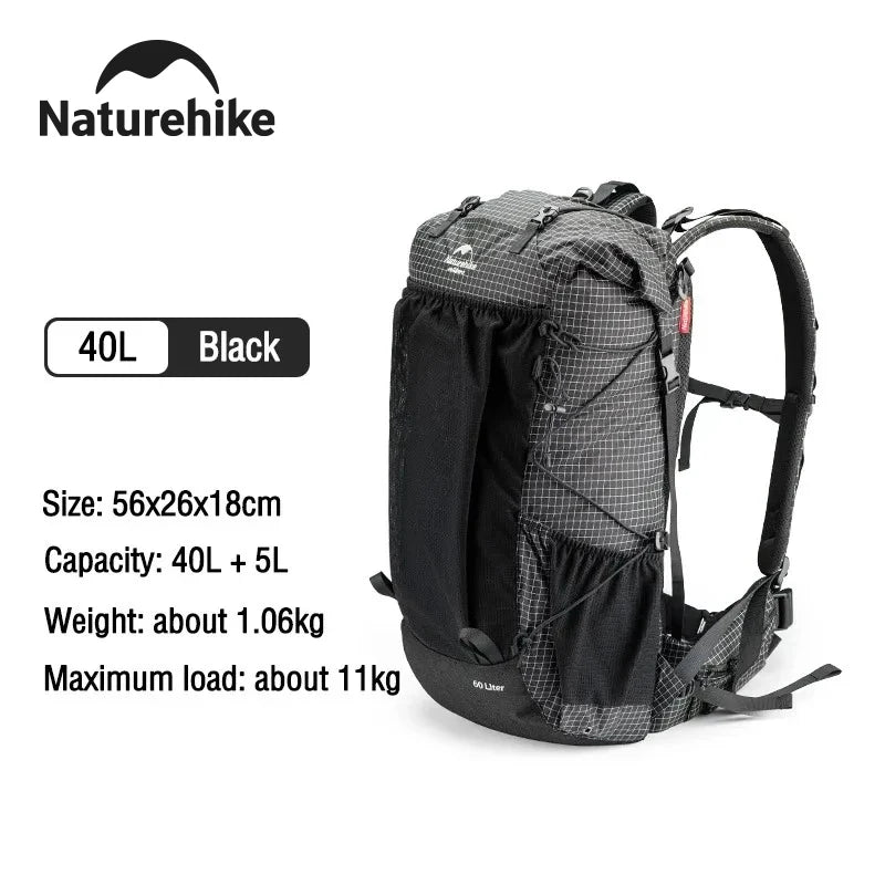 Naturehike Waterproof Mountain Backpack 60 Plus 5L Rain Cover Included