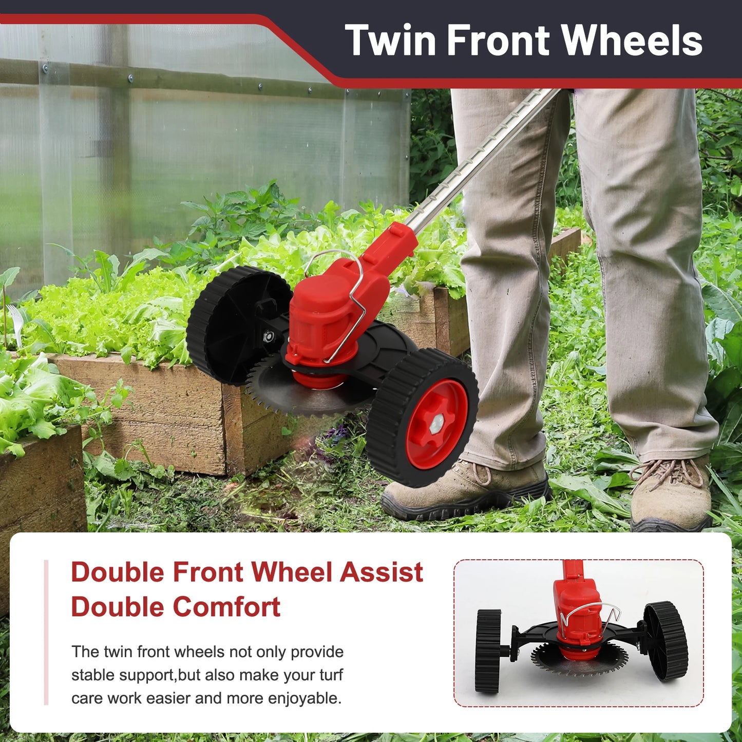 3 In 1 Cordless Grass Trimmer Edger With Wheels 21V