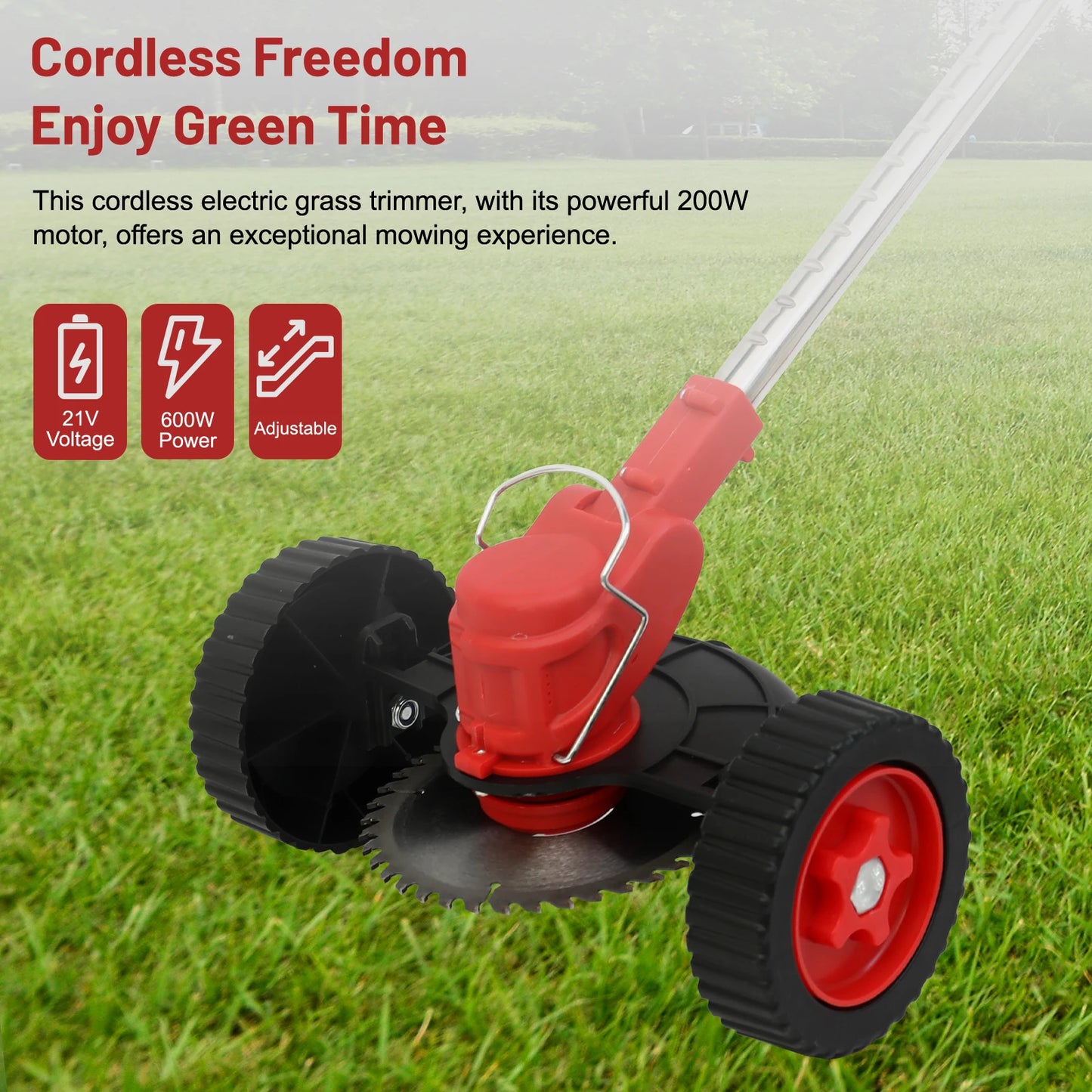 3 In 1 Cordless Grass Trimmer Edger With Wheels 21V