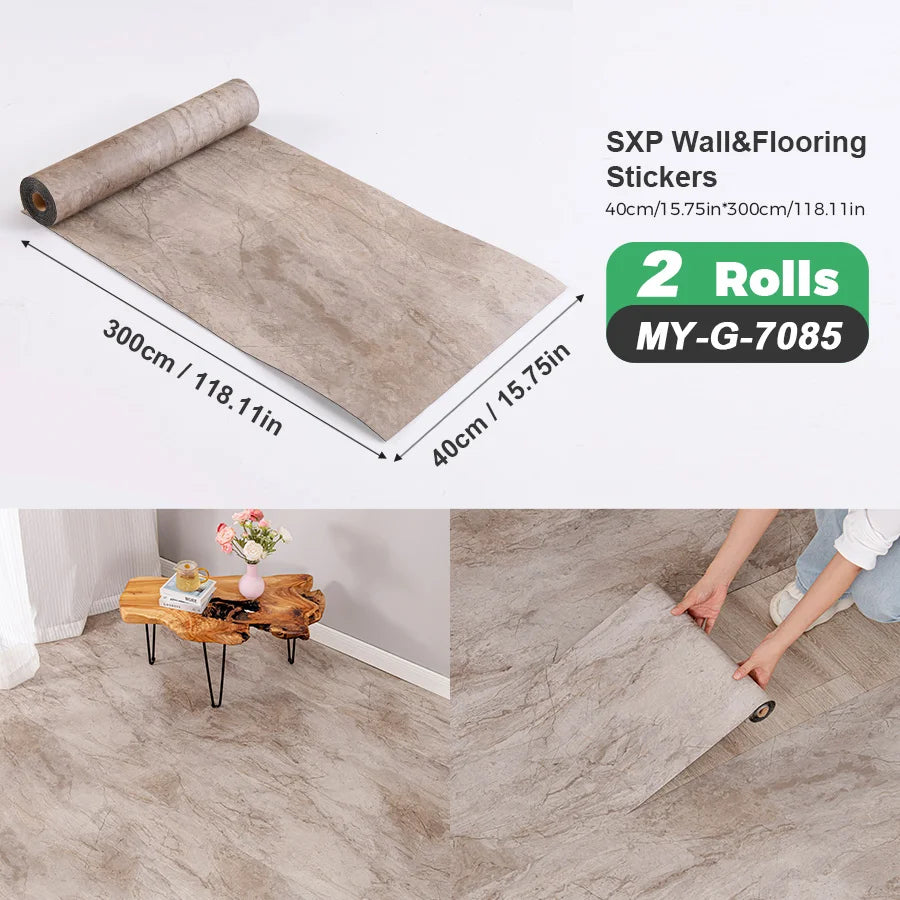 Self Adhesive Wall And Floor Sticker Wood Grain Marble Design 2 Rolls