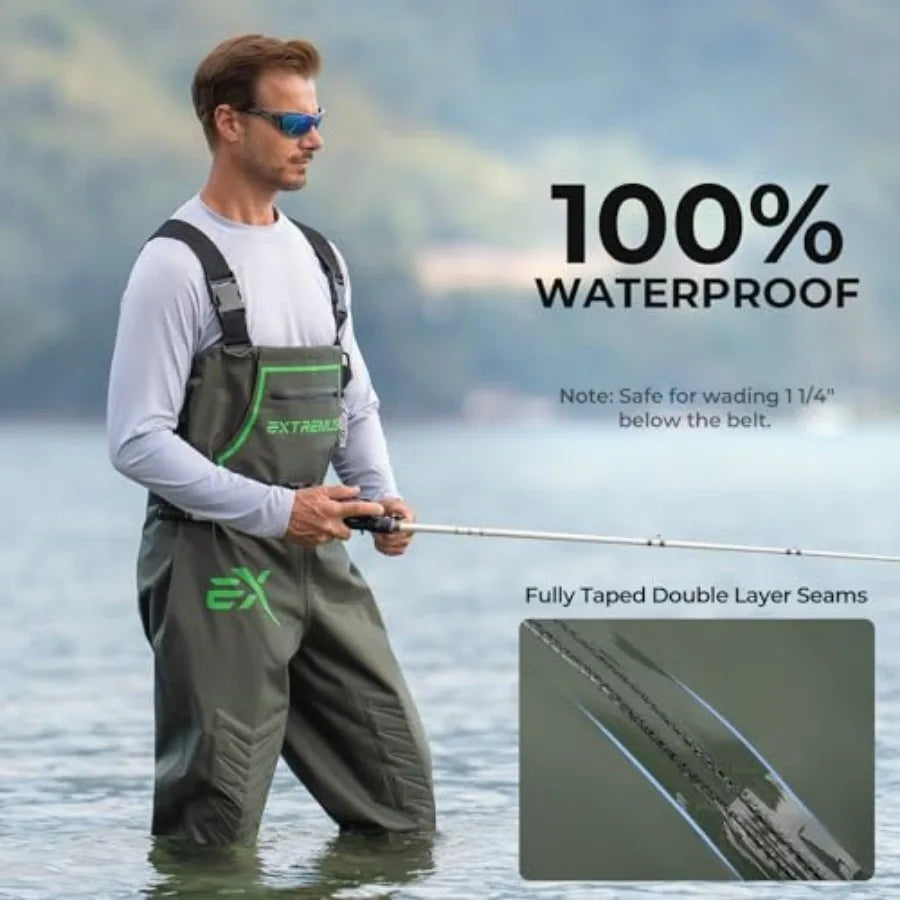 Men's Fishing Waders PVC Chest Waders With Slip Resistant Boots
