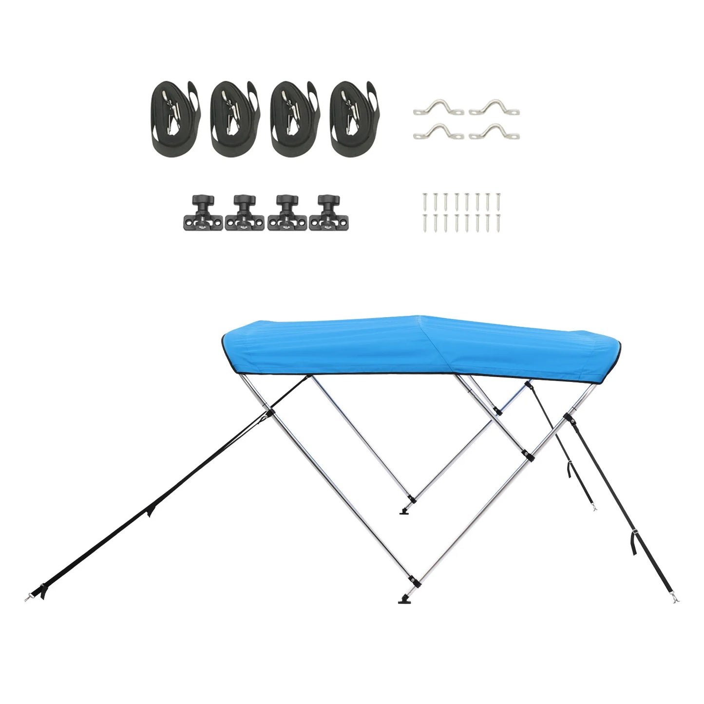 SucceBuy Boat Bimini Tops With Aluminum Frame 600D Polyester Waterproof