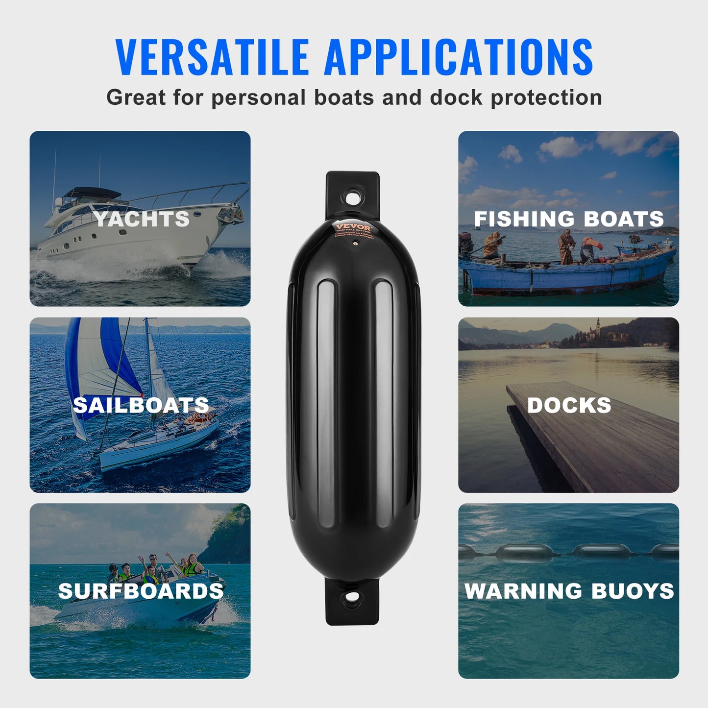 SucceBuy Inflatable Ribbed Fender With Center Holes Marine Boat Dock