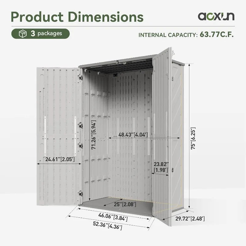 Outdoor Storage Shed With Floor Waterproof Cabinet