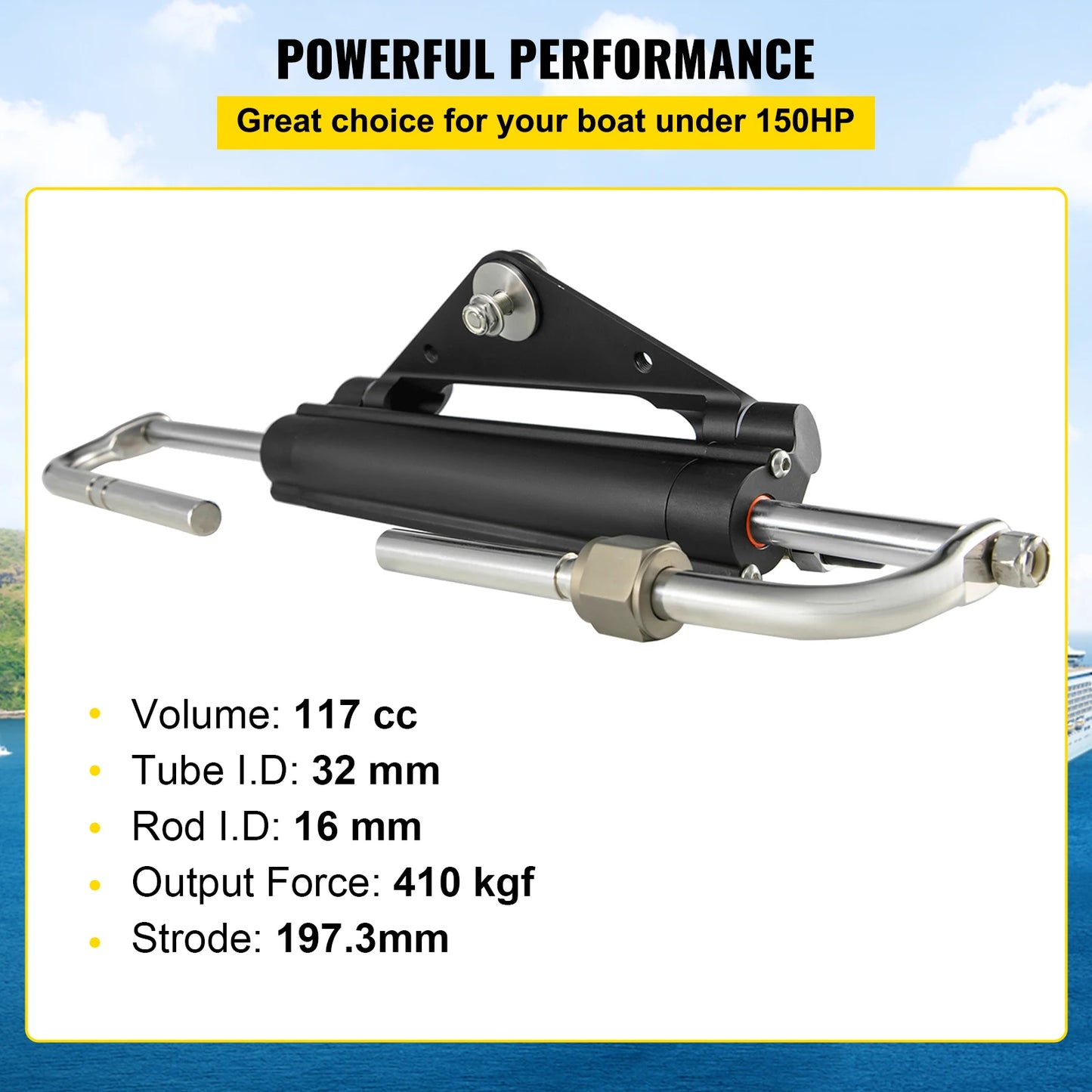 SucceBuy Hydraulic Steering Cylinder HC4645H Front Mount Up To 150HP
