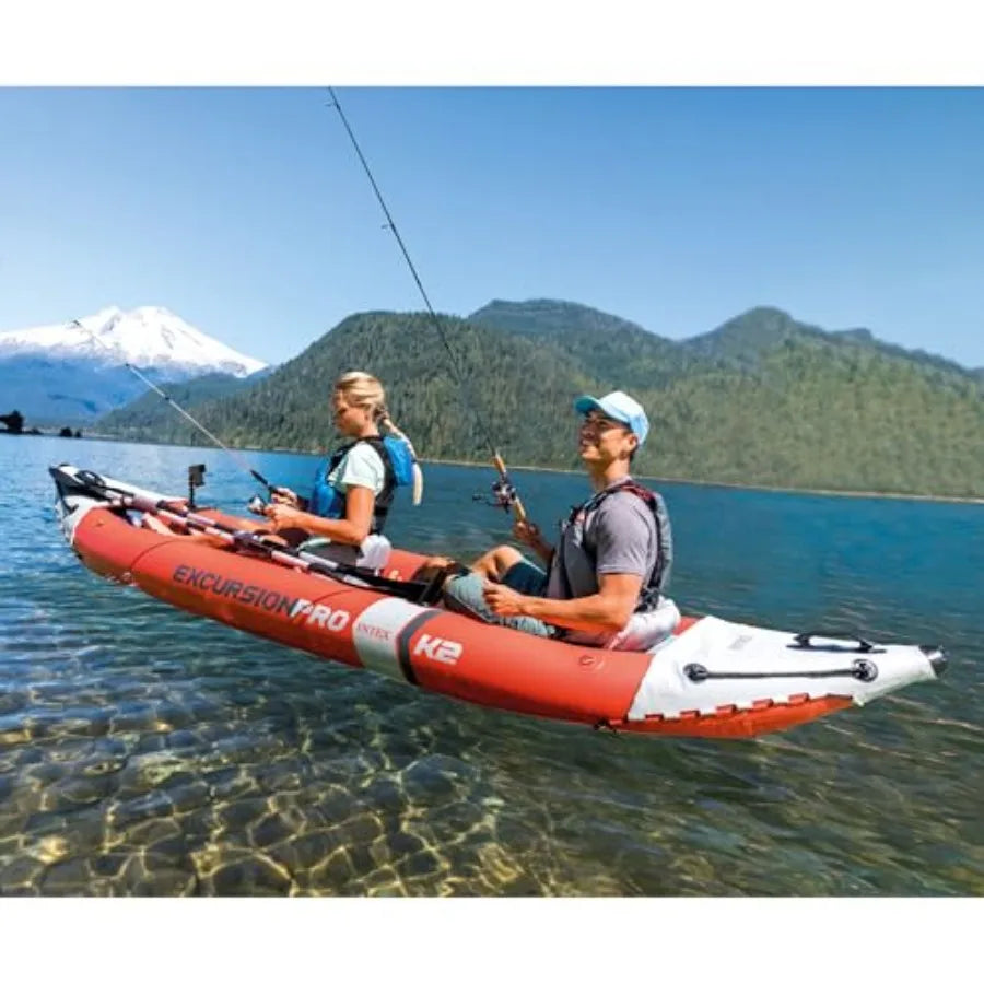 Excursion Pro K2 Inflatable Kayak Set Featuring Adjustable PVC Seats