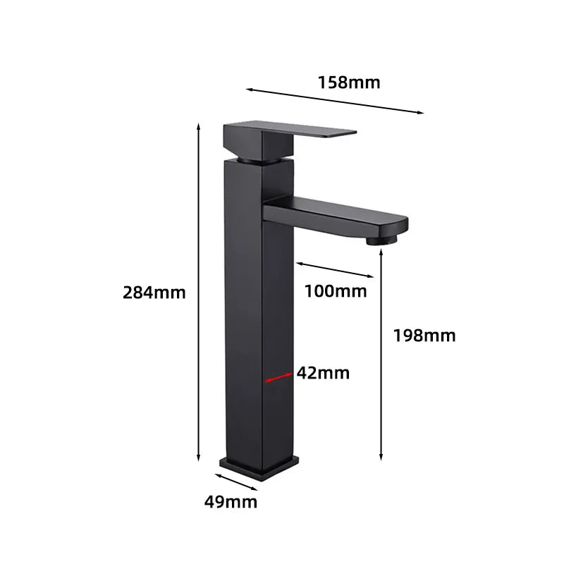304 Stainless Square Bathroom Faucet Hot and Cold Water